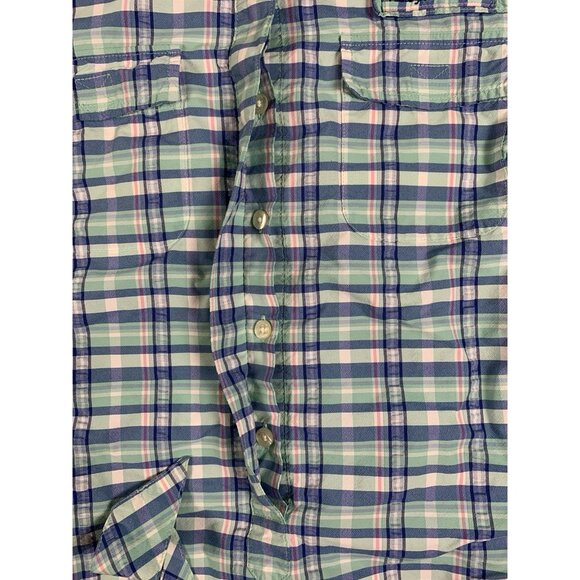 Vineyard Vines Dress Women Size 0 Blue Plaid Shirt Beach Light Vented Preppy - Picture 5 of 9